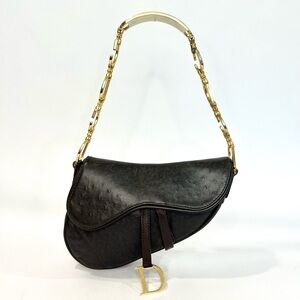 ✨SOLD✨ RARE Dior Brown Ostrich Leather Mini Saddle Bag